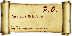 Parragh Orbán névjegykártya